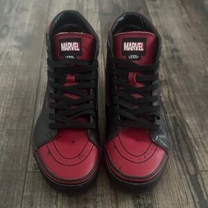 Marvel Deadpool Red and Black High-Top Vans
